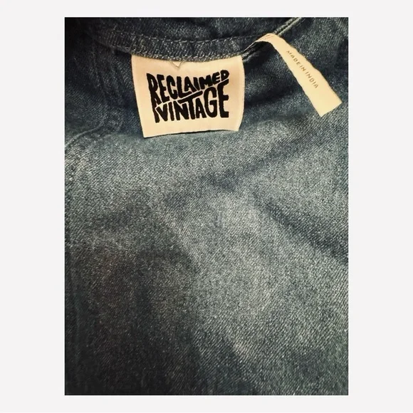 🆕 RECLAIMED VINTAGE vintage Dark Blue denim A-Line Skirt size 10 - Picture 6 of 10